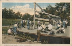 Working on Steel Oil Tanks Tulsa, OK Postcard Postcard Postcard