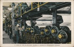 A View of the Milwaukee Journal's Mammoth Newspaper Presses Wisconsin Postcard Postcard Postcard