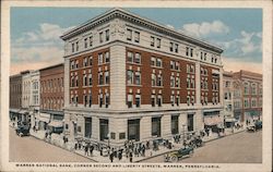 Warren National Bank Second and Liberty Streets Postcard