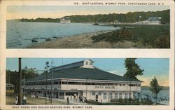 Boat Landing, Boat House, Roller Skating Rink at Midway Park Postcard