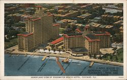 Aeroplane View of Edgewater Beach Hotel Chicago, IL Postcard Postcard Postcard