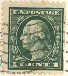 "Rare" 1c George Washington Stamp on Postcard 